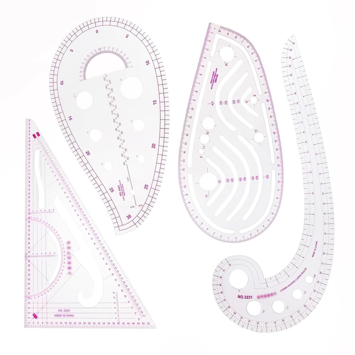 HASTHIP Metric Sewing Ruler, 4 Style Fashion Clear Metric Sewing Ruler Set, French Curve Pattern Ruler Kit for Designers, Tailors, DIY Sewing HASTHIP Metric Sewing Ruler, 4 Style Fashion Clear Metric Sewing Ruler Set, French Curve Pattern Ruler Kit for Designers, Tailors, DIY Sewing